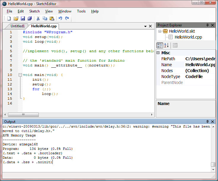 Based arduino sketch editor page